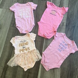 Pink and White Baby Onesie Set - saying tees